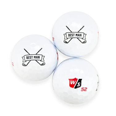 Imagem de Bolas de golfe Best Man, manga com 3 bolas de golfe personalizadas para homens, Wilson Staff Elite, presentes para padrinhos