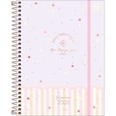 Imagem de Planner, 2026, Espiral 17,7 x 24 cm Soho 90 G - LILAS LISTRA ROSA