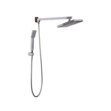 Imagem de Kit Chuveiro Quadrado de Parede Tucuruí com Desviador Mundaú e Ducha Manual Jaci Pingoo.casa - Prata