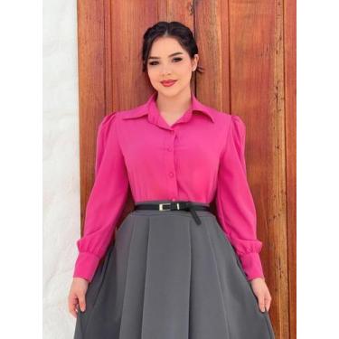 Imagem de Camisa Social Feminina Manga Longa Elegante Moderna - Fashion, Pink, G