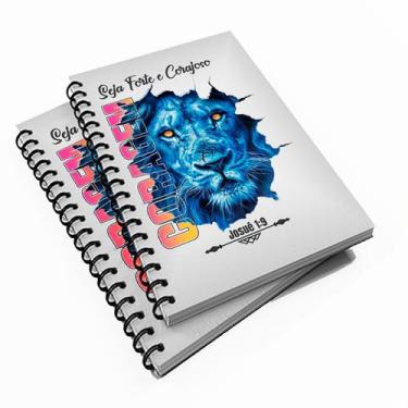 Imagem de 10 Cadernetas Evangélica 48 fls Seja Forte e Corajoso - Premium