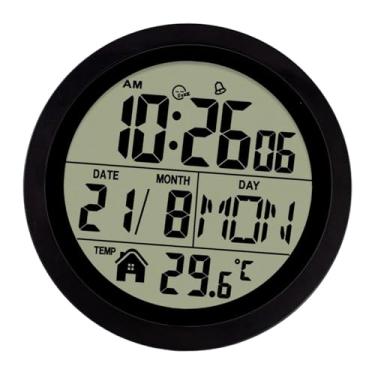 Imagem de XLWLLNJ Relógio despertador digital de mesa portátil, alimentado por bateria de 12/24 horas, com função, relógio de parede para pendurar em quartos de, Preto