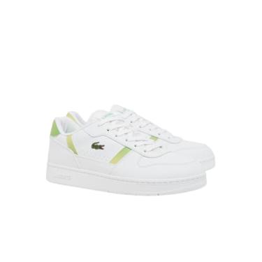 Imagem de Lacoste Tênis infantil unissex com clipe em T, Branco e verde, 17