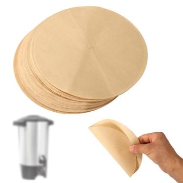 Imagem de 50un Filtros Café Percoladores Compatíveis com Hamilton Urna Café Beach 45 Chávenas, Filtros Papel Disco Não Branqueados Pré-Perfurados e Não Reutilizáveis para Casa Festas Escritório Buffet