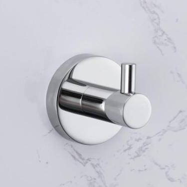 Imagem de Acessórios para banheiro, cromado, polido, porta-escova de vaso sanitário, toalheiro, saboneteira, prateleira de vidro, gancho para papel higiênico (gancho único)