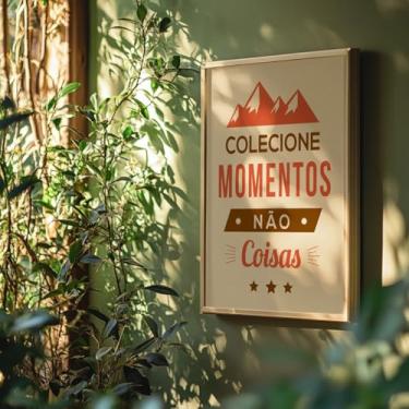 Imagem de Quadro Decorativo Momentos Com Moldura | Placa Decorativa Frase Motivacional Viagem Aventura Memorias