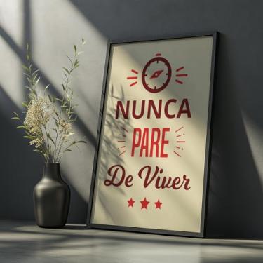Imagem de Quadro Decorativo Viva Com Moldura | Placa Decorativa Frase Motivacional Vida Otimismo Felicidade