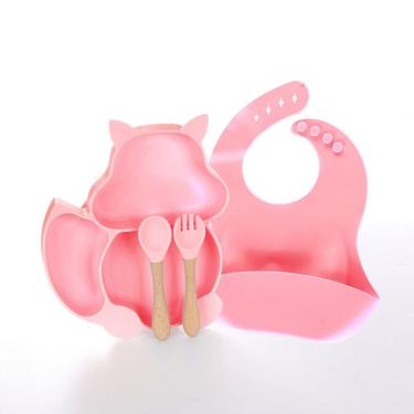 Imagem de Kit 4 Peças Introdução Alimentar Infantil Papinha Silicone Rosa