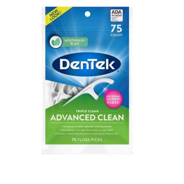 Imagem de Fio Dental DenTek Floss Picks Triple Clean Advanced 75un