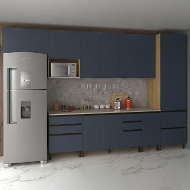 Imagem de Cozinha Completa Bartira Cristal Tempero Com 9 Portas Lâmina De Mel-azul Royal