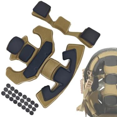 Imagem de Pastilhas táticas para capacete, airsoft para uso externo, almofada interna de espuma de memória, kit de enchimento de capacete, compatível com Fast/Mich/ACH/USMC/PASGT/EX (1G cáqui)