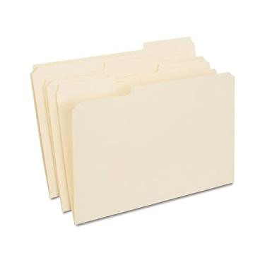 Imagem de Staples Pastas de arquivo, aba reforçada de corte 1/3, posições sortidas, tamanho legal, perfeita para casa, escritório, sala de aula, pacote com 100, Manila