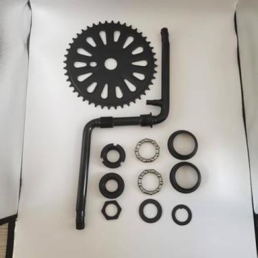 Imagem de ZZRSDAN Kit de manivela de pedal largo, preto, 170 mm/44T, peça única, para motor de 2 tempos, bicicleta motorizada a gás 48cc/66cc/80cc