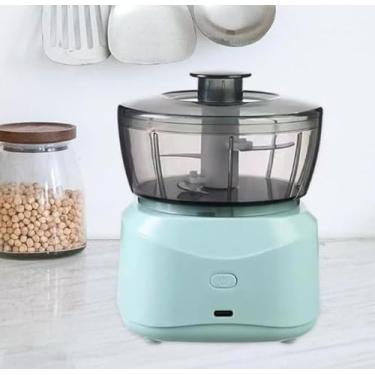 Imagem de Processador de Alimentos Elétrico Mini, Recipiente Transparente, Base Verde Menta, para Picar e Processar