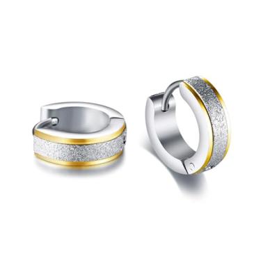 Imagem de CHARIFIN Brincos masculinos de aço inoxidável para cartilagem cirúrgica, brincos foscos, pequenos brincos de argola de prata para homens, Aço inoxidável, Sem pedra preciosa