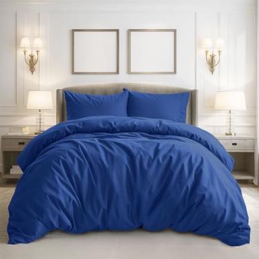 Imagem de Pure Bedding Capa de edredom King Size – Conjunto de cama extramacia de 3 peças, inclui 1 capa de edredom 264 x 234 cm com fecho de zíper e 2 fronhas, edredom não incluído, azul marinho