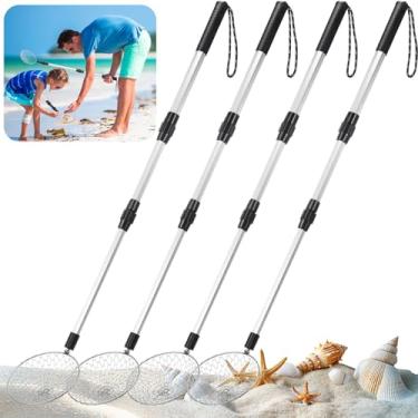 Imagem de Vinsot 4 Pcs 41.4" Shark Tooth Sifter, Beach Sand Sifter Set - Adjustable Shell Scoop, Sand Sifting Shovels with Long Handle for Seaside Picking up Grooming Seashell Collecting Hunting