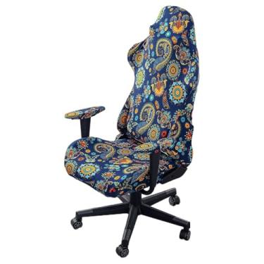 Imagem de Kitegrese Capas para cadeira de jogos, conjunto de capas de cadeira de jogos com estampas universais elásticas com capas de braço - 4 peças (sem cadeira) (C)