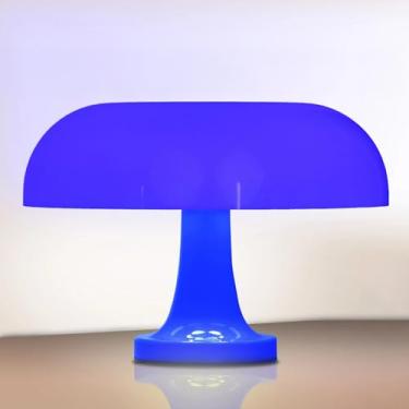 Imagem de Luminária de Mesa Cogumelo Retrô 28cm – Abajur de Cabeceira com 3 Cores de Iluminação e 10 Níveis de Brilho, Ideal para Quarto, Sala ou Escritório (Azul)