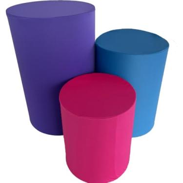 Imagem de Trio de Capa para Cilindro Para Festa Decoração de festa trio capa de cilindro Monte Sua Capa(ROXO, AZUL CÉU E PINK)