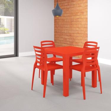 Imagem de Mesa Niala Quadrada Adulta Tampo Plástico Vermelho