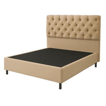Imagem de Base Cama Box Casal Com Cabeceira Bege 138x188cm