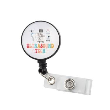 Imagem de Carretel de crachá ultrassom Tech Suporte de crachá de identificação ultrassom presentes de técnico de maternidade (carretel de crachá de ultrassom)
