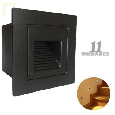 Imagem de Kit 11 Balizador Parede Preto Mini Embutido Led Externo - Acende A Luz