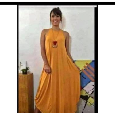 Imagem de Vestido longo de  alcinha - Neide modas, Mostarda, M