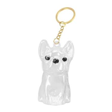 Imagem de FJMQHU Chaveiro em Formato de Cachorro, Garrafa Memorial para Pelos de Animais, Transparente, Chaveiro Exclusivo para Colecionadores de Pelos de Cachorro, Buldogue