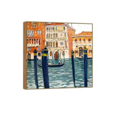 Imagem de Quadro de madeira - Pintura de parede famosa em tela - Imagens para decoração de casa - Pôster e impressões do Grande Canal 60 x 60 cm 24 x 24 pol