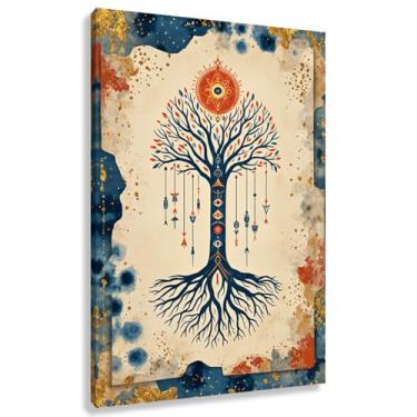 Imagem de Árvore da Vida Arte de Parede Impressão em Tela Decoração Fotos Pintura para Quarto Escritório Azul Vermelho 60x90cmx1