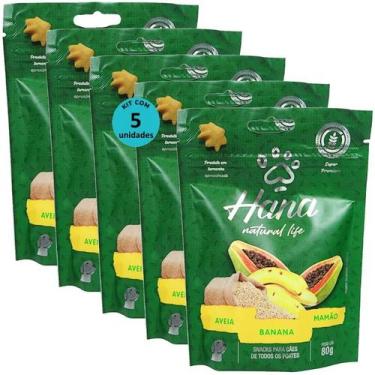 Imagem de Hana natural life aveia banana mamão 80g snacks para cães adultos kit 