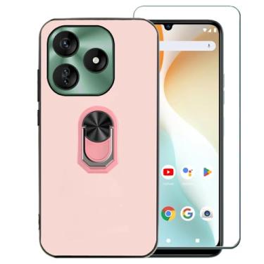 Imagem de Ranyi Capa para celular BLU G64L com protetor de tela, BLU G64L G1050WW, capa protetora de borracha de silicone flexível fina e flexível e suporte de anel giratório 360 com suporte para absorção de