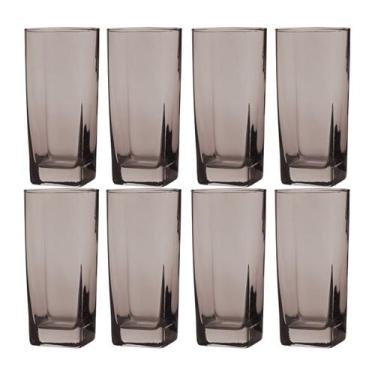 Imagem de Jogo de 8 Copos de Vidro Bali Cinza 320ML Mesa Posta Quadrado - PRATIC