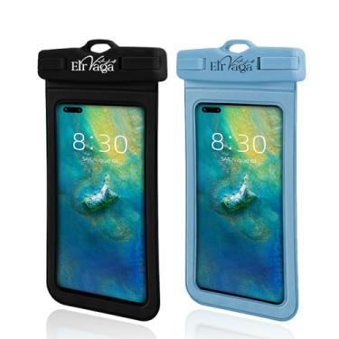 Imagem de Elrvaga Pacote com 2 bolsas de telefone IPX8 à prova d'água para iPhone 16/15/14/13 Pro Max Plus (7,2 polegadas) - natação, mergulho, mergulho com snorkel, à prova de neve - bolsa seca para fotografia