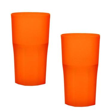 Imagem de Kit 2 Copos Roma Laranja Neon 360Ml Plástico Premium