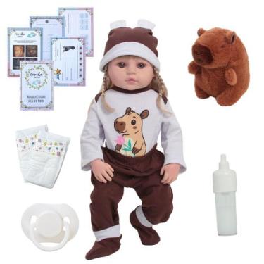 Imagem de Bebê Reborn Boneca Corpo de Silicone Loira Kit Capivara - Cegonha Rebo