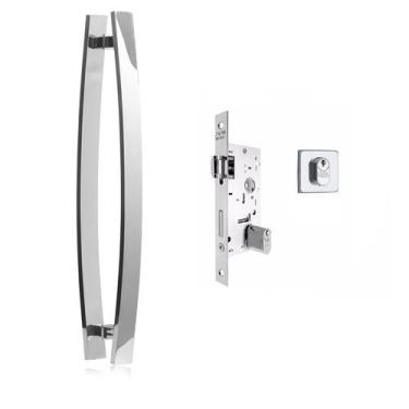 Imagem de Puxador Porta Barra curvo 80cm + fechadura RegulávelPo - Concept Home