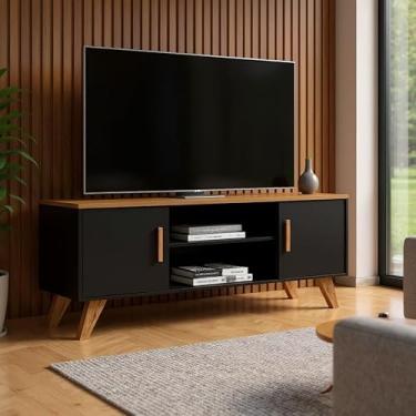 Imagem de Rack Para Sala de Estar, Estante para TV Moderno Com Prateleiras Rebeca para até 50 Polegadas MobiShop (Preto)