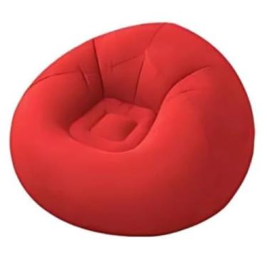 Imagem de Sofá Poltrona Puff Inflável Deluxe Aveludado Gigante - Impermeável, 100kg,Conforto Interno, Design Moderno e Portátil - Cor Vermelho