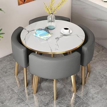 Imagem de Mesa E Cadeiras Da Sala De Jantar Ajustadas Para 4, Tabela Do Clube Da Sala De Recepção Do Escritório, Tabela Quadrada Redonda Da Sala De Conferências D, Gray+black, 80cm/31.5in