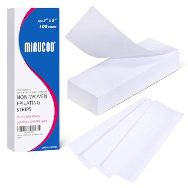 Imagem de Mirucoo 100 tiras grandes de cera não tecidas para remoção de pelos corporais e faciais, tiras depiladoras de qualidade de salão de beleza de 7,6 cm x 23 cm