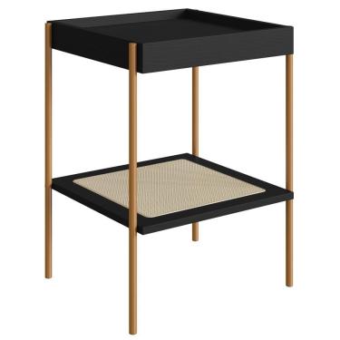 Imagem de Mesa Lateral 58 Cm Pes Metal Palhinha Oslo 28962 Nero Artesano Nero