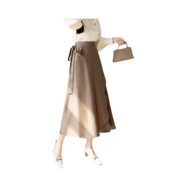 Imagem de Saia Midi Assimétrica Elegante De Início De Outono Com Bainha Larga Em