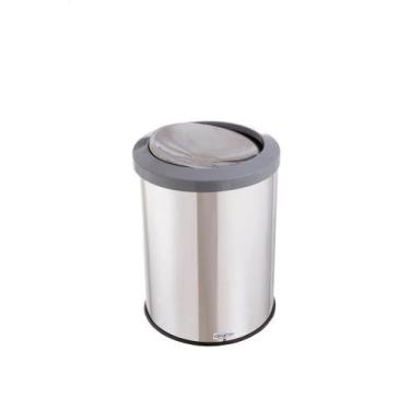 Imagem de Lixeira Inox Basculante 30 Litros Tampa Flip Top Cesto Lixo - CCM, Cin