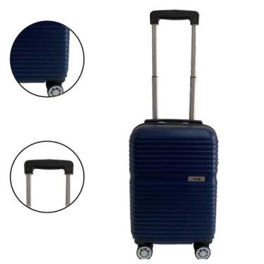 Imagem de Mala De Embarque  Viagem Divisória Interno Rodas Giro 360 Em Abs Azul 