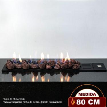 Imagem de Lareira a Gás Luna 80cm  Aço Carbono Preto  Fogo & Art, Sem chave de s