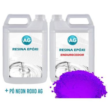 Imagem de Resina Epóxi 1Kg + Pó Neon Roxo Ag Media Espessura 1Cm A 3Cm - Resinas
