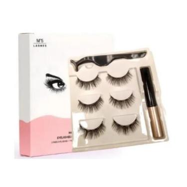 Imagem de Kit Cílios Magnéticos Postiços Com Imã + Delineador - Amjy